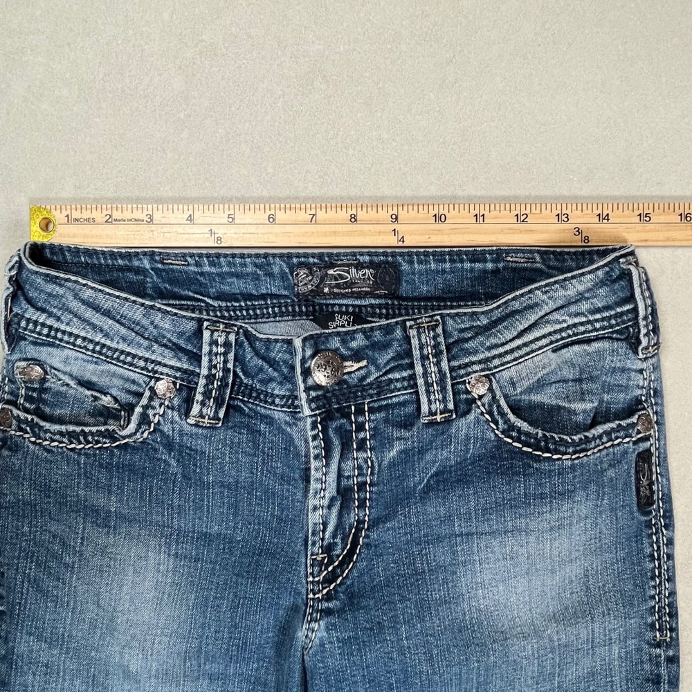 Silver Jeans Suki Surplus Bootcut Jeans Women 30 Blue Thick Stitch Flap Pocket - Picture 5 of 10
